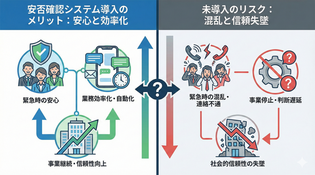 安否確認システムを導入するメリットと導入しないリスク