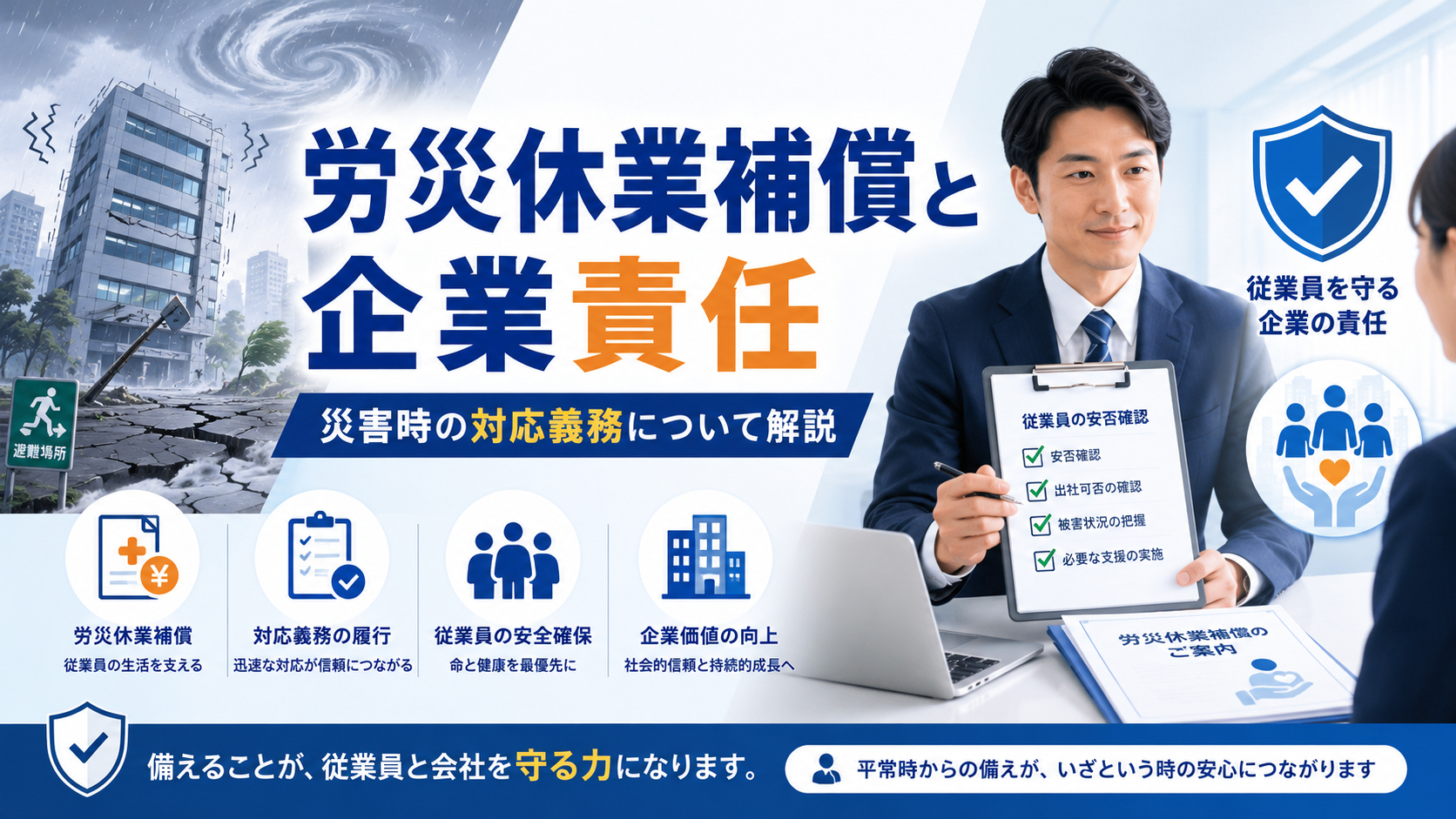 労災休業補償と企業責任｜災害時の対応義務について解説します
