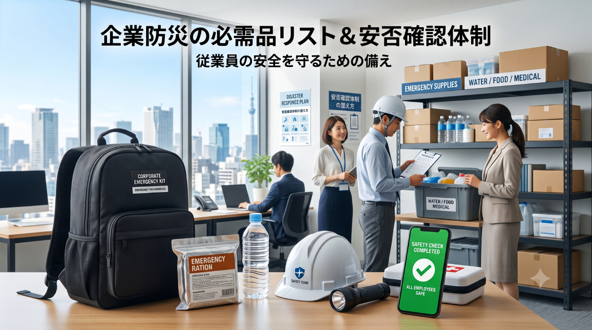 防災グッズで本当に必要なものリスト｜企業備蓄と安否確認体制の整え方